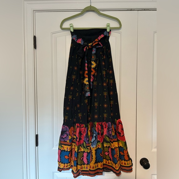 Farm Rio Anthropologie Embroidered Maxi Strapless Tie Back Dress - Picture 7 of 12